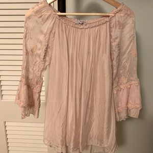 Tempo Paris Silk Boho Blush Pink Top